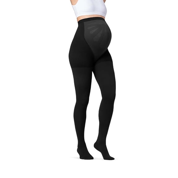 JOBST Maternity Opaque Compression Stockings, 15-20 mmHg, Waist High, Closed Toe, Black, Small
