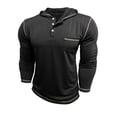 thumbnail image 7 of KHONTS Men's Henley Hooded Shirts Long Sleeve Casual Button up T Shirt Lightweight Pullover Shirt with Pocket Black M, 7 of 7