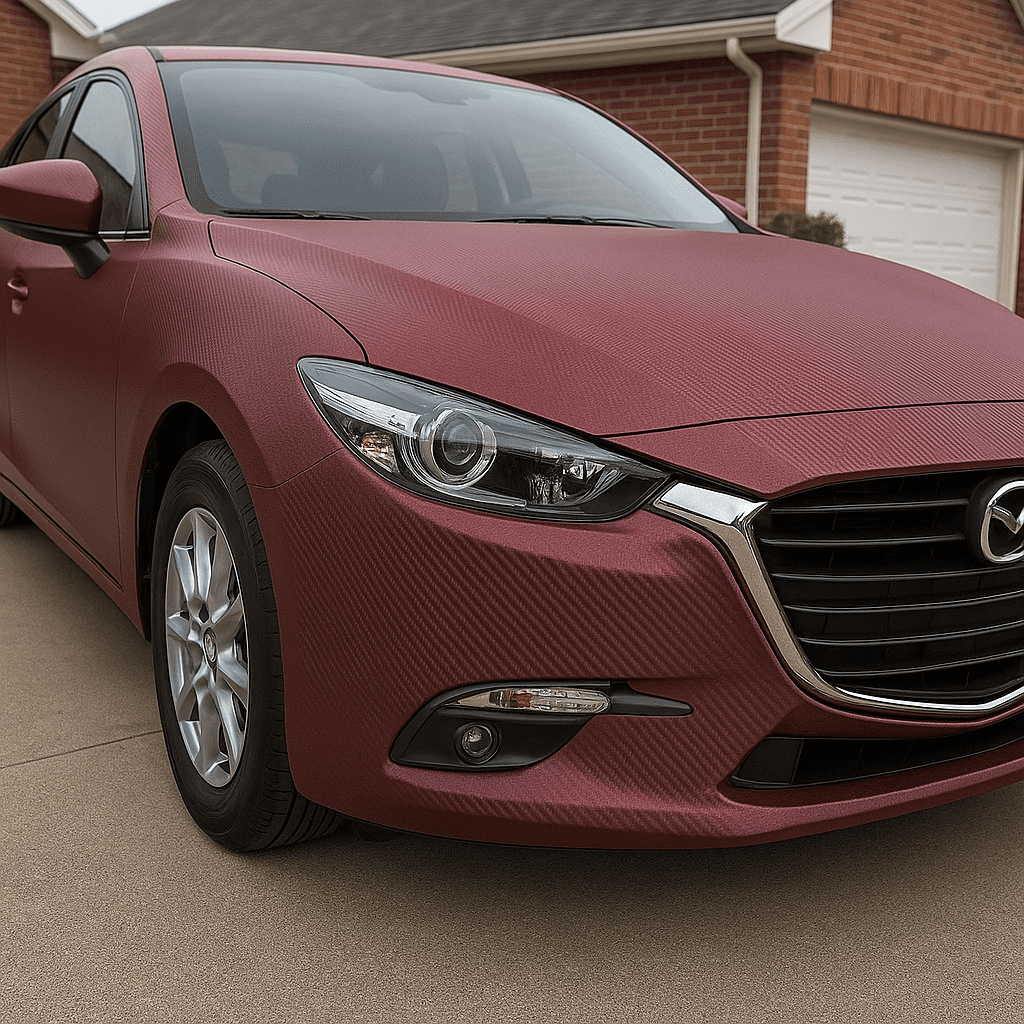 RockRose 3D Matte Burgundy Red Carbon Fiber Vinyl Wrap 2FT x 5FT