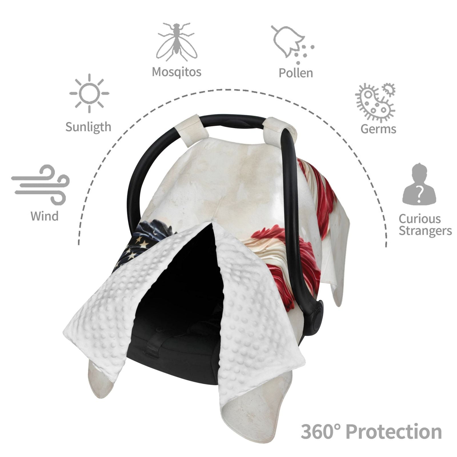 Car Seat Cover Baby - American Flag Butterfly Wall Breathable Infant Car Seat Cover for Baby Carseat, Lightweight Comfort Baby Essentials Must Haves Newborn Stuff for Girl Boy