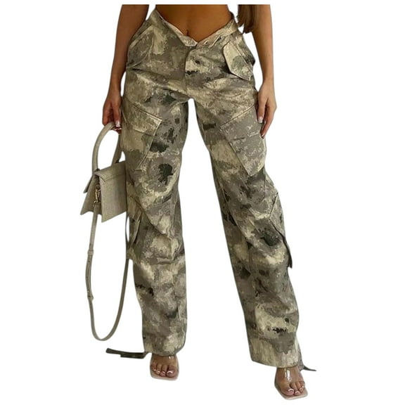 Women’s High‑Waisted Camo Cargo Pants – Loose Fit, Multi‑Pocket, Y2K Streetwear & Outdoor Cycling Joggers, Plus Sizes