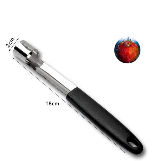 Herramienta empujadora de póquer de manzana, pera, pimienta, removedor de semillas de fruta de pera de acero inoxidable, agarre rojo cereza con hoja dentada
