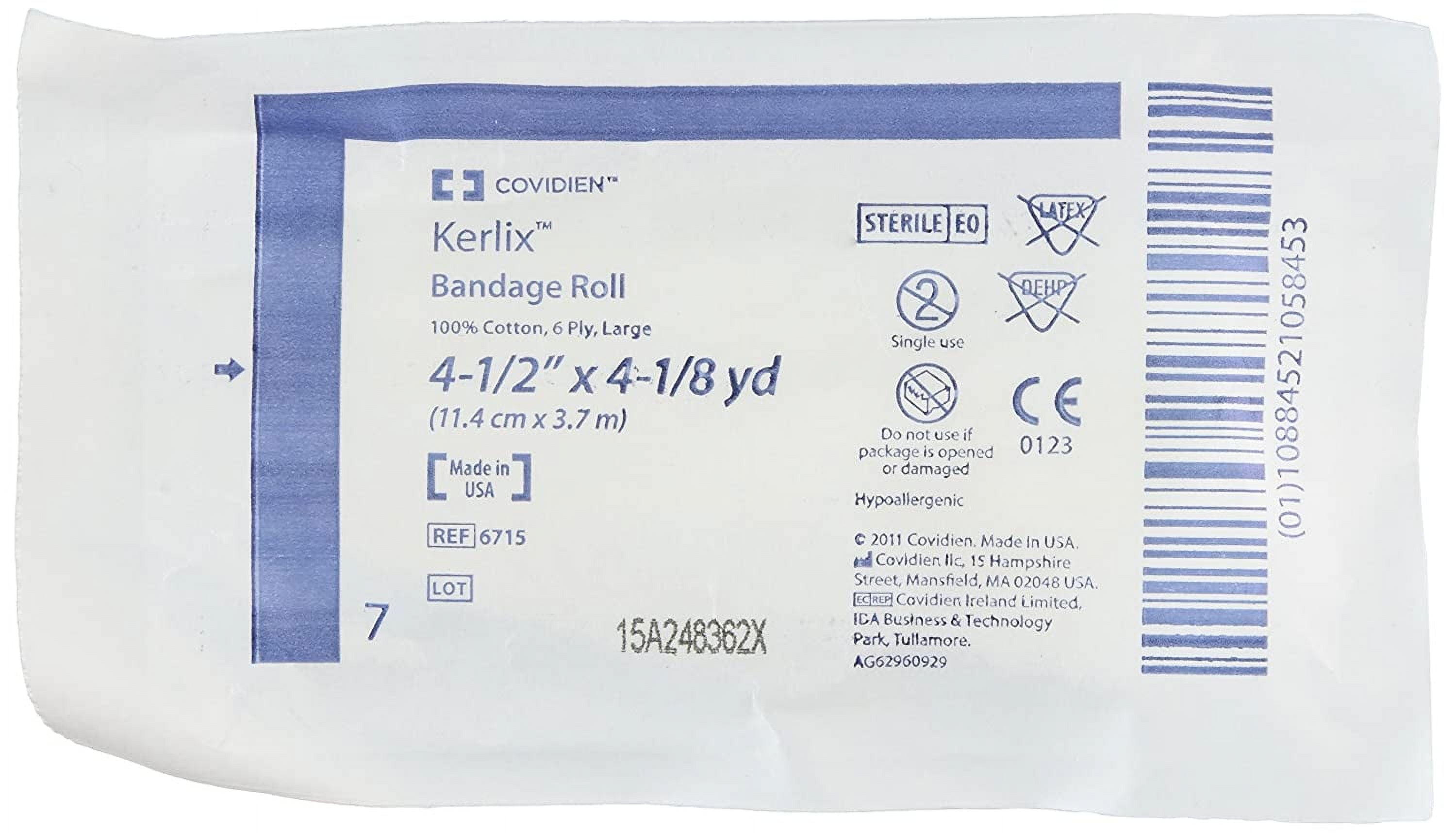 Kerlix Fluff Bandage Roll Gauze 6-Ply Roll Sterile 4.5 Inch X 4.1 Yard, Pack of 12