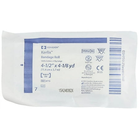 Kerlix Fluff Bandage Roll Gauze 6-Ply Roll Sterile 4.5 Inch X 4.1 Yard, Pack of 12