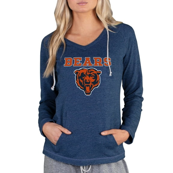 Women's Concepts Sport Navy Chicago Bears Mainstream Tri-Blend Raglan Hoodie V-Neck Top