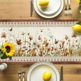 thumbnail image 4 of Farmhouse Flowers Table Runner, Wildflowers Dasiy Leaf Beige Brown Geometric Washable Kitchen Table Runners Dress Scarves for Dining Table Decorations Party, 13x72in, 4 of 9