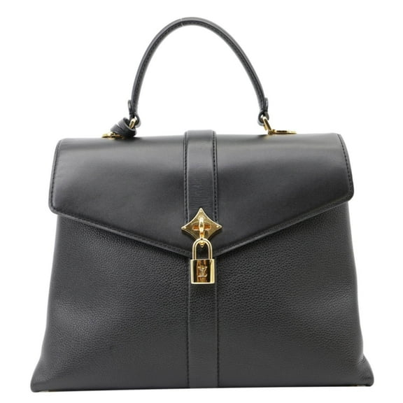 Pre-Owned Louis Vuitton Rose Des Vents MM Calfskin Leather Satchel Bag Black