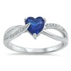 CHOOSE YOUR COLOR Blue Simulated Sapphire Heart Promise Ring 925 Sterling Silver Infinity Band CZ Female Size 6