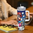 thumbnail image 6 of Lsque Mario Pattern 40 OZ Ice Bully Cup with Handle and Straw, Double Wall Stainless Steel Tumbler Travel Coffee Cup with Lid for Christmas Present, 6 of 8