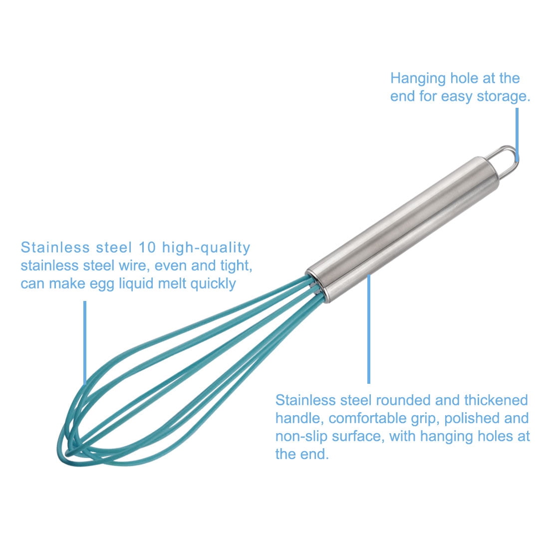 Unique Bargains Egg Whisk Silicone Mixer Kitchen Utensil Blending Stirring Blue