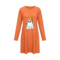 thumbnail image 6 of Taqqpue Womens Cotton Sleep Dress Long Sleeves Crew Neck Halloween Skeleton Print Loose Knee Length Nightshirt Casual Oversized Lounge Pullover Nightgown for Women Plus Size, 6 of 7
