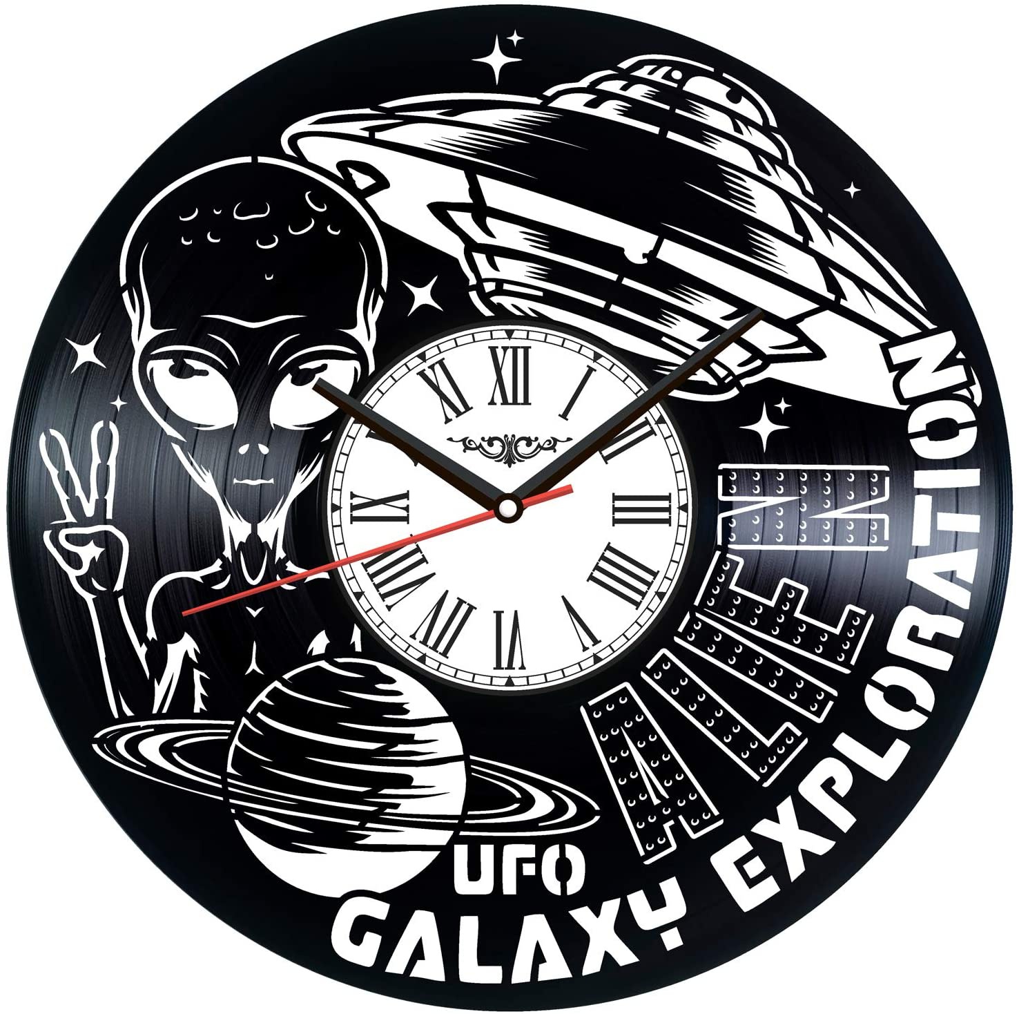 Alien Vinyl Record Wall Clock Retro style Wall clock Silent Home Decor ...