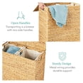 thumbnail image 4 of Large Double Laundry Hamper with Lid, Natural Handwoven Water Hyacinth, 2 Sections w/ 2 Machine Washable Linen Liner Bags, Portable, Handles - Natural, 4 of 7
