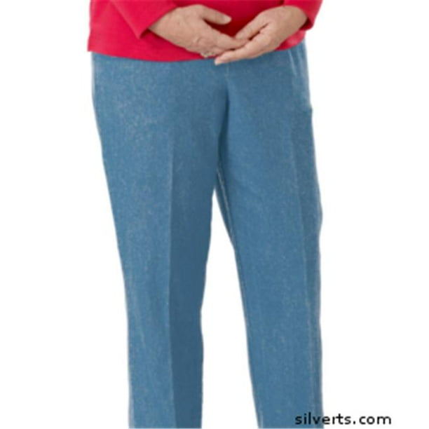 Silverts 130300104 Pantalon Arthritique Régulier à Taille Élastique pour Femmes - Denim Bleu&44; Taille 10
