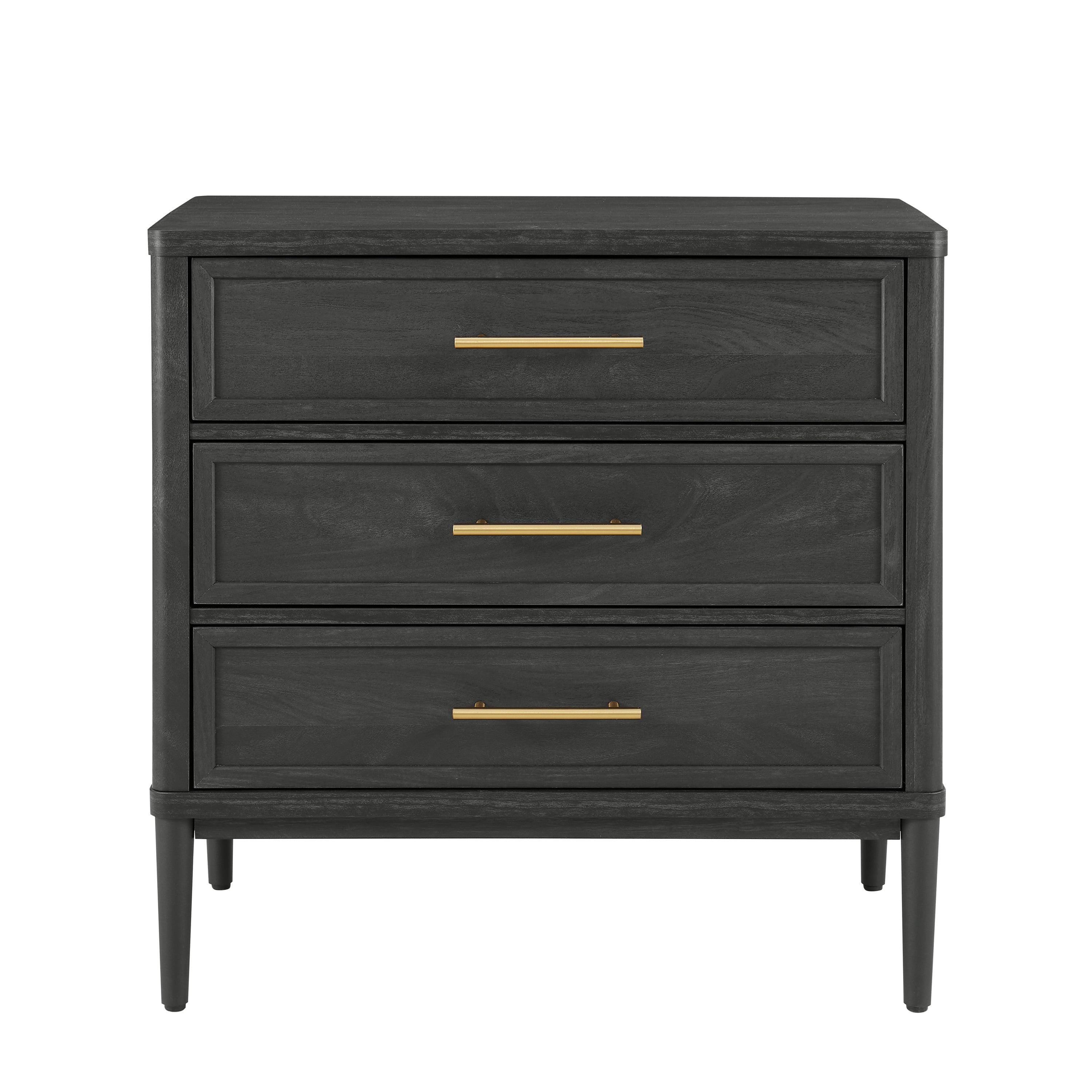 Better Homes & Gardens Oaklee 3 Drawer Nightstand with USB, Charcoal Finish