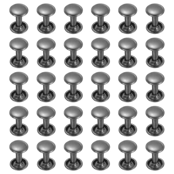 Uxcell 100 Sets Double Cap Leather Rivets, 9x12mm Round Cap Metal Studs Rivets for Leather Craft Repair DIY Purse Belts Bags Shoes, Black
