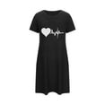 thumbnail image 4 of Sakmal Casual Womens Moomoo Nightgowns Black Short Nightwear Heart Print Short Sleeve Nightgowns for Women, 4 of 6