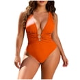 thumbnail image 1 of Trajes de Baño de Corte Alto para las Mujeres Correa sin Espalda Color Sólido con Cojín de Pecho Verano Inalámbrico, 1 of 7