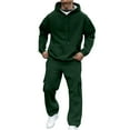 thumbnail image 3 of Men's Full-Zip Polo Jacket & Drawstring Pants Set, 2-Piece Relaxed Fit Casual Tracksuit with Pockets for Spring Autumn Winter Outdoor Wear, Solid Color, Regular Size, 3 of 9