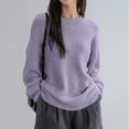 thumbnail image 2 of Yangnuo Fall Sweaters for Womens Ladies' Casual Solid Color Round Neck Long Sleeved Knitted Sweater Top, 2 of 5