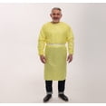 thumbnail image 2 of Pack of 1 | Reusable Isolation Microfiber Gowns Longsleeve with Heavy-Duty Nylon tie Straps and Elastic Cuffs, Large, Bright Yellow | BERRY Compliant PPE Protective Isolation Gowns, 2 of 11