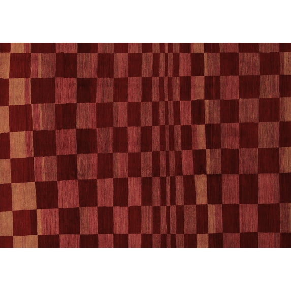Ahgly Company Indoor Rectangle Checkered Brown Modern Area Rugs, 5' x 8'