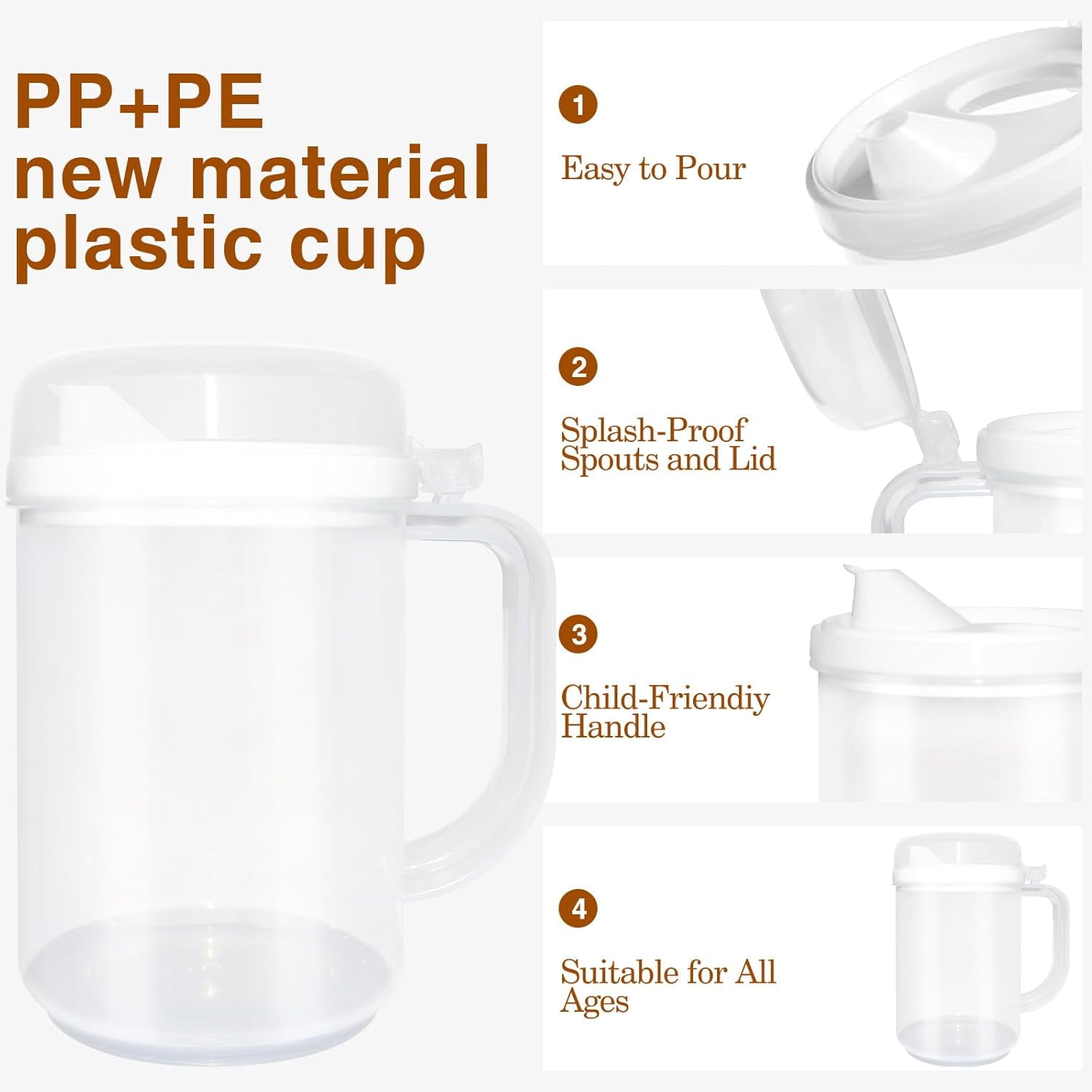3Pcs Child-Safe Easy Pour Mini Pitchers - 22 Oz Clear Plastic with Lid & Handle for Early Learning, Water, Milk, Juice - Classroom, Nursery, Home
