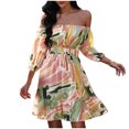 thumbnail image 1 of Vestido estampado de un hombro con lazo de playa informal de verano para mujer Fridja  qw7419, 1 of 8