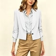 thumbnail image 3 of Business Casual Short Jacket For Women, 3/4 Sleeve Lapel Open Front Blazer With Pockets, Solid Color Cropped Suit Jacket, Professional Work Office Top White XL, 3 of 8