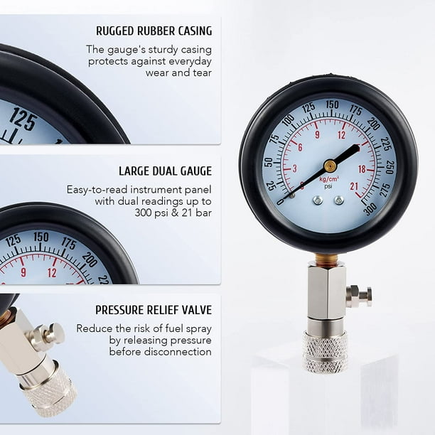 Orion Motor Tech Professional Engine Compression Tester 8PCS Cylinder Gauge Test Kit Petrol Gas Auto Tool