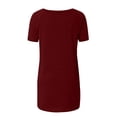 thumbnail image 5 of Womens Short Sleeve Tops Women's Spring and Summer Solid Color Rag Shoulder Long T Shirt Round Neck Loose Short Sleeved Pullover Top for Tops for Women, 5 of 5