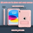 thumbnail image 3 of Decase for Apple iPad 10th Generation 10.9" 2022 Shockproof Absorption High Impact Resistant Hybrid Protective Tablet Cases Cover with Kickstand for 10.9 Inch 2022, Rosegold, 3 of 8