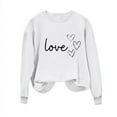 thumbnail image 4 of Sudadera Penkiiy Valentine para mujer: lindas camisetas del día de San Valentín Love Heart Graphic Print Suéter de manga larga Tops XS White, 4 of 5