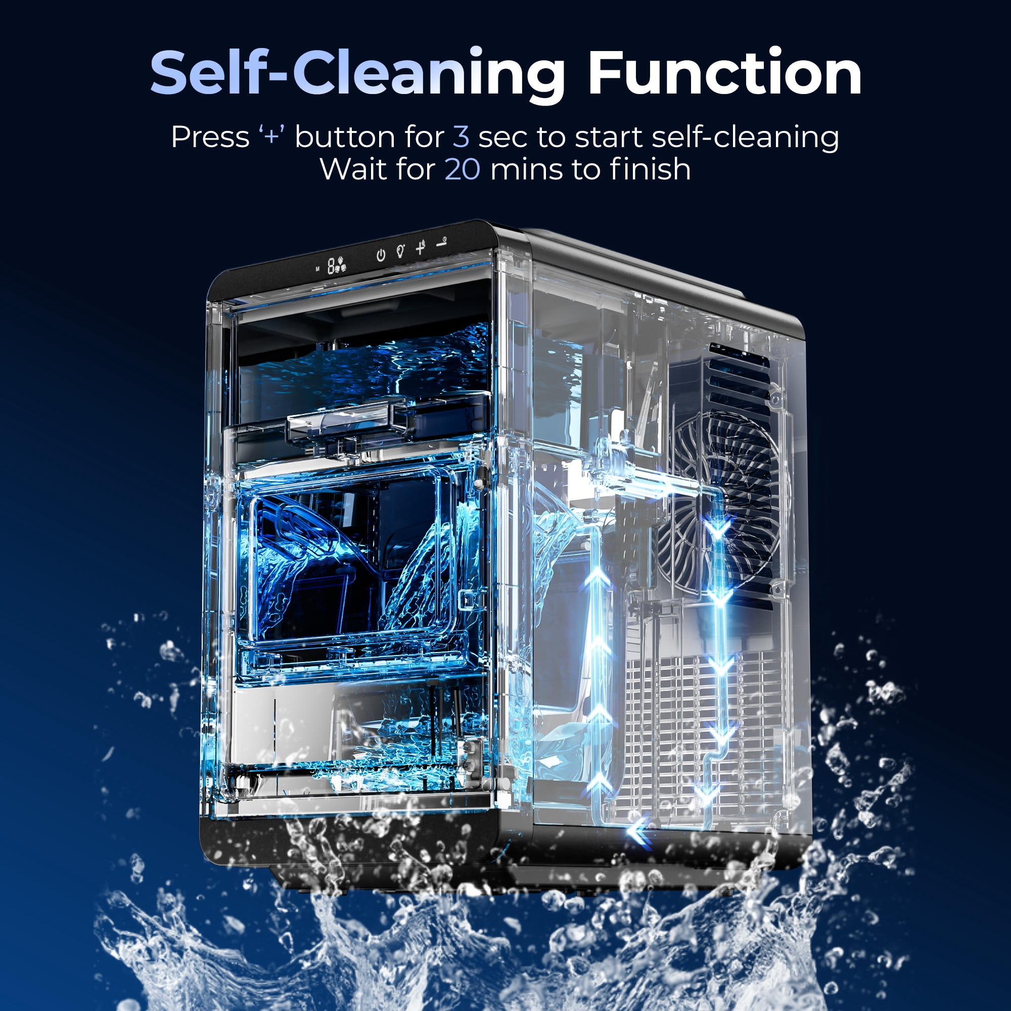 Simzlife Crescent Ice Makers Countertop, 35.9Lbs/24H, 16Pcs in 12Mins, Auto Deep Cleaning, Timer, Portable Crescent Ice Maker Countertop with Crystal-Clear Ice Cubes for Home/Office/Party