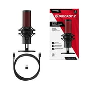 HyperX QuadCast 2 - USB Microphone for Gaming, Streaming and Podcasting, with On-Board Controls, LED Lighting, Quick Release Shock Mount and Built-in Arm/Stand Mount, PC, Mac, PS5, PS4, USB-C - Black
