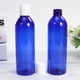 thumbnail image 2 of botellas de viaje de 250 ml con tapa a presión, contenedor portátil para cosméticos, botella vacía para champú y loción (botella azul y tapa blanca), 2 of 5