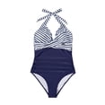 thumbnail image 5 of ZJXFGS Women V Neck One Piece Swimsuit,Womens Athletic Tankini Swimsuits Tankini Tops Deep V Wire Push Up Bathing Suit Tummy Control Front Cross Bathing Suits Dark blue 2XL, 5 of 7