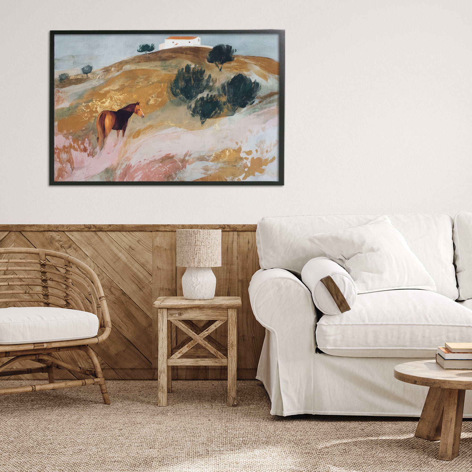 Stupell Industries Horse in Tuscan Countryside Black Framed Giclee Art, design by Chromatic Storm Studio