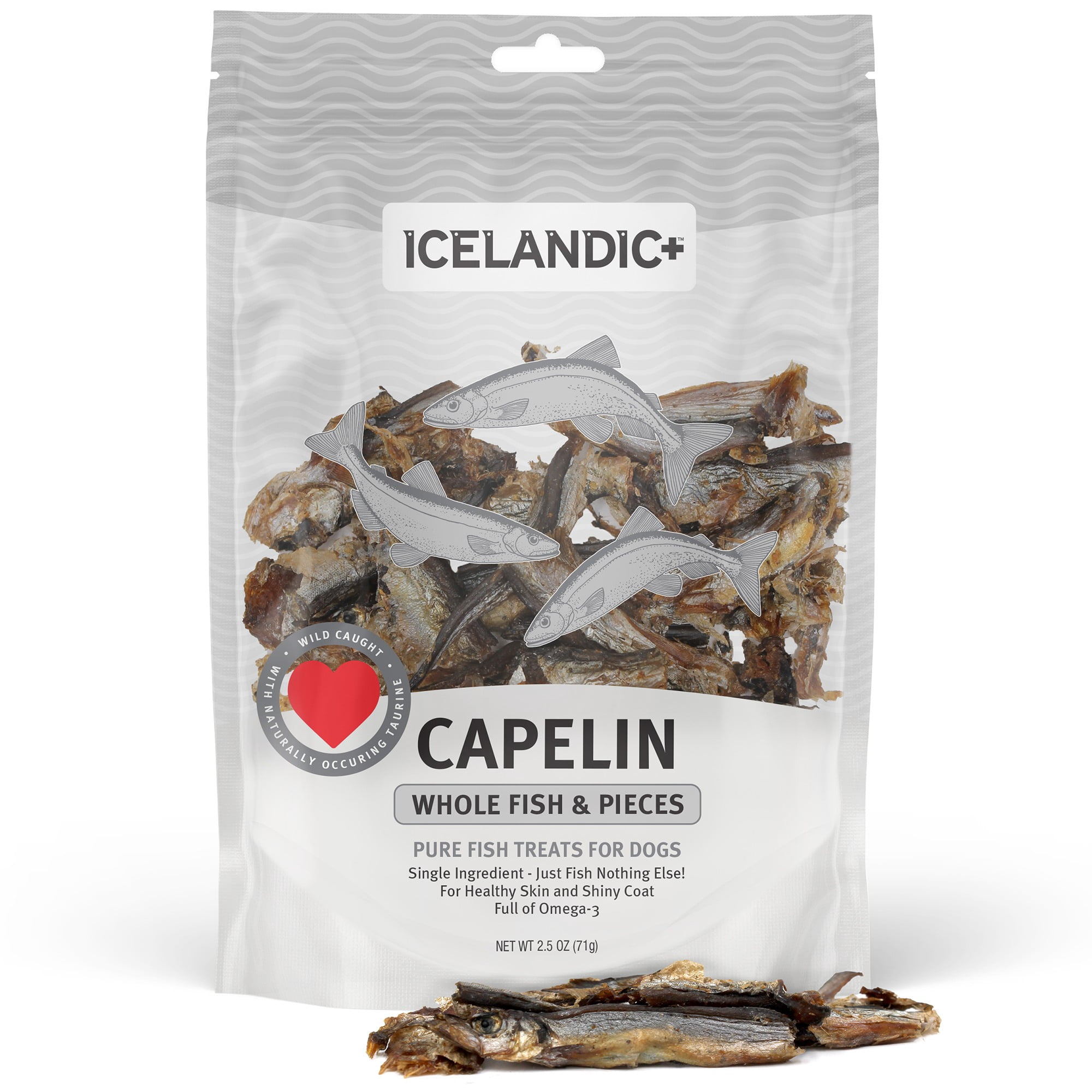 Icelandic+ Whole Fish & Pieces: Capelin - 2.5oz Bag - Dog Treats, Wild-Caught Air-Dried Fish, Single Ingredient Pet Snacks, Just The Fish Nothing Else