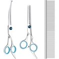 thumbnail image 1 of Dog Grooming Scissors with Round Tips Heavy Duty Titanium Pet Grooming Trimmer Kit Professional Thinning Shears Straight Scissors with Comb for Dogs and Cats (Set of ), 1 of 7