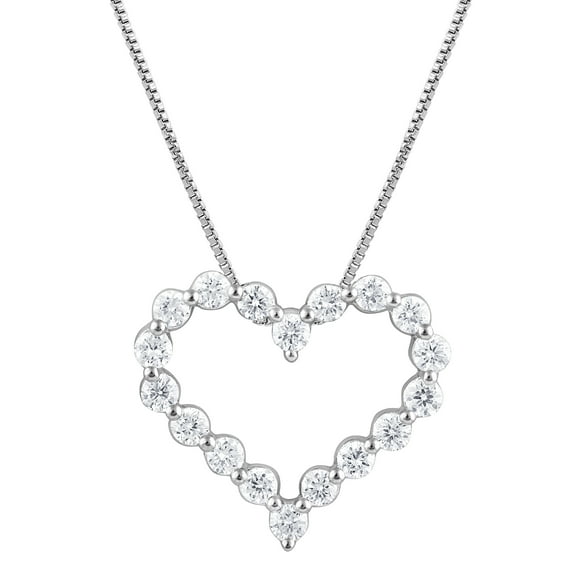 Unique Moments 1/4 Ct Lab Grown Diamond Heart Pendant Necklace in Silver (H-I, SI-I1) 18" for Women