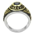 thumbnail image 3 of Luxe Jewelry Designs IP Gold Navy Stainless Steel Unisex Ring with Montana Synthetic Glass - Size 11, 3 of 4