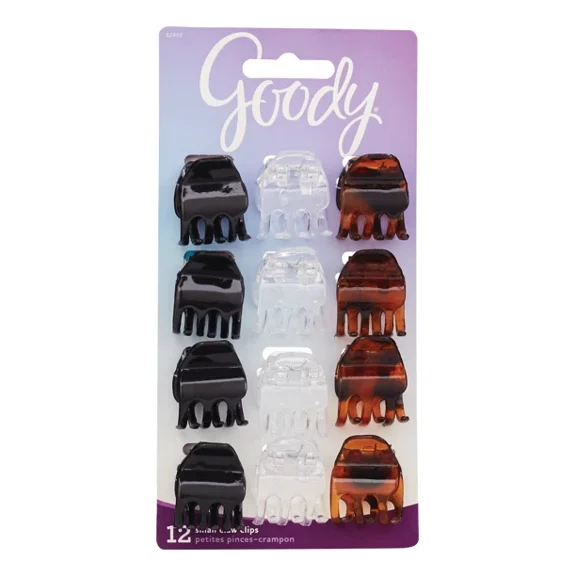 Goody Small Basic Half-Claw Clips, Hair Clips In Assorted Colors, 12 Pk (#82809)