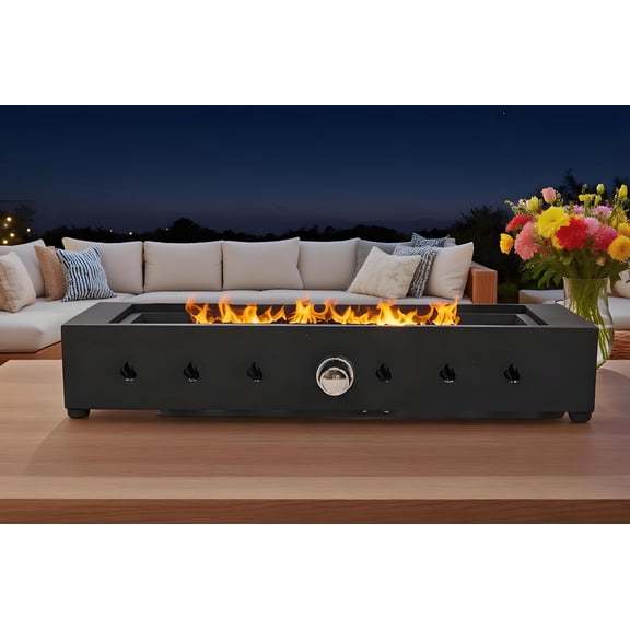 YIYADO 28-Inch Tabletop Propane Fire Pit, 40,000 BTU Patio Tabletop Fire Pit, Outdoor Portable Rectangular Fire Pit, Windproof Fire Pit, Black