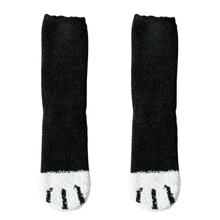Socks Coral Fleece Tube Cat Claw Stripe Thickening Floor ...