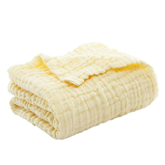 qun9652,White Cotton Soft Muslin Blankets Lightweight All Season Breathable Throw Blankets Protecter for Bed Sofa Couch Yellow 150x200cm