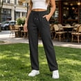 thumbnail image 4 of Lumosvexa Women's Drawstring Pants, Elastic Waist Straight Leg Side Pockets Fall Active Casual Pants Black M, 4 of 6