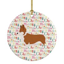 Pembroke Welsh Corgi Merry Christmas Ceramic Ornament