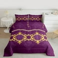thumbnail image 3 of Feelyou Hippie Tribal Damask Bedding Comforter Set for Adult, Mandala Bohemian Twin Comforter Sets, Vintage Boho Purple Gold Reversible Bedding Set, Lightweight Room Decor, 2-Piece, 3 of 9