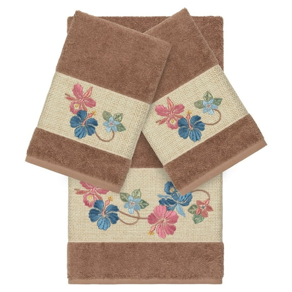 Linum Home Textiles Caroline Embellished Turkish Cotton Towel Set
